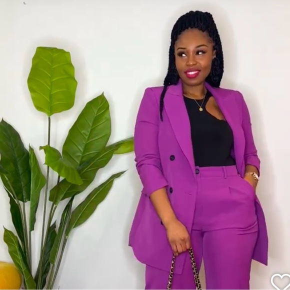 STYLEWE Purple Blazer Jacket Double-Breasted - Picture 2 of 4